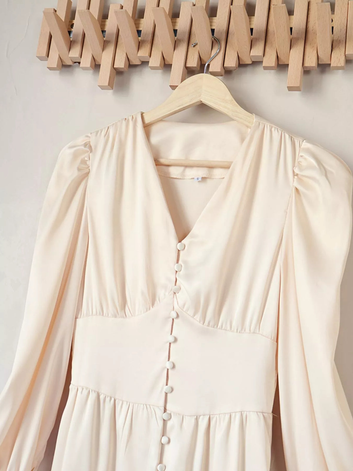 V-Neck Lantern Sleeve Midi Dress, view 6