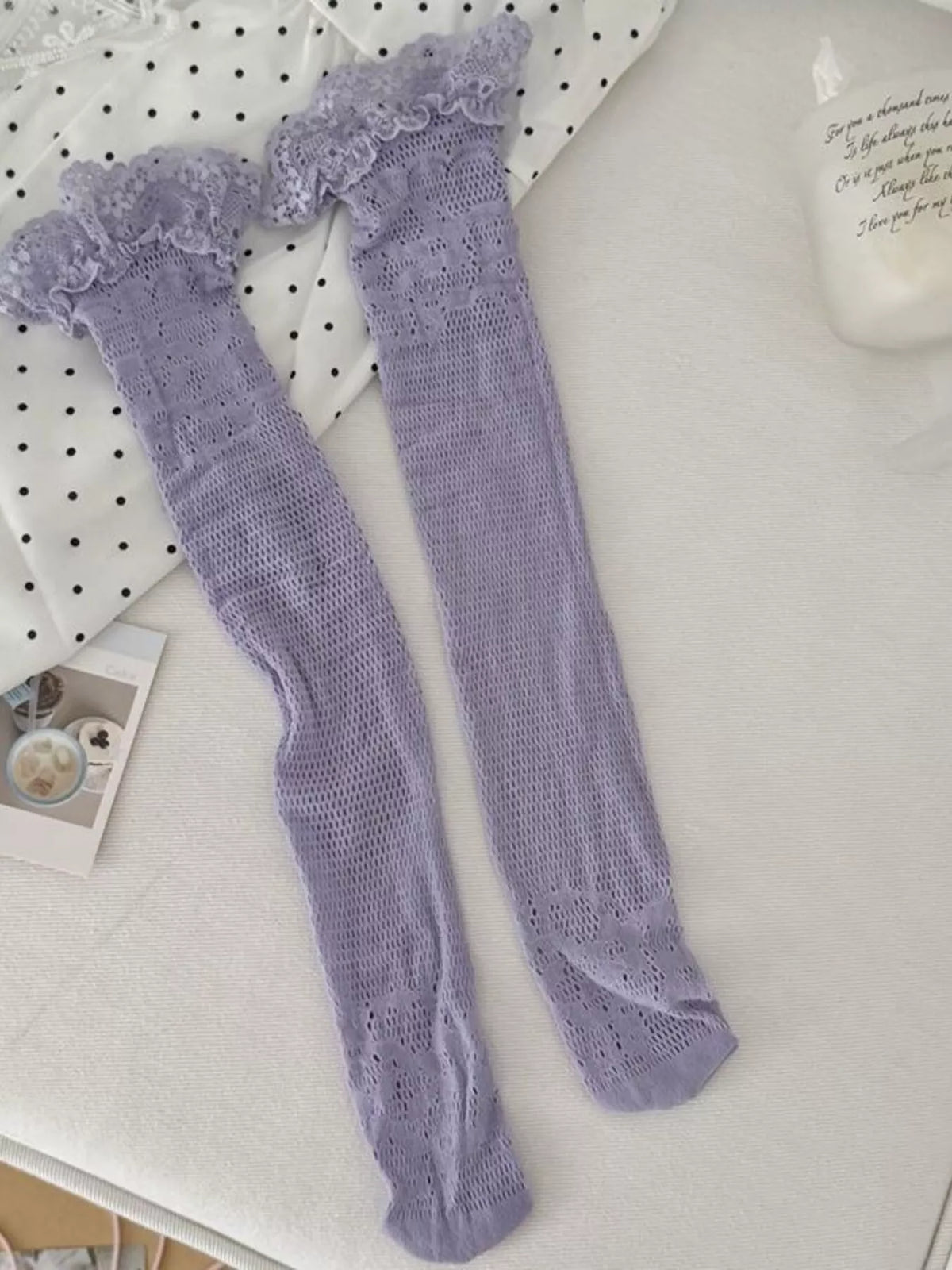 Lace Fishnet Knee-High Socks - Lilixa.store