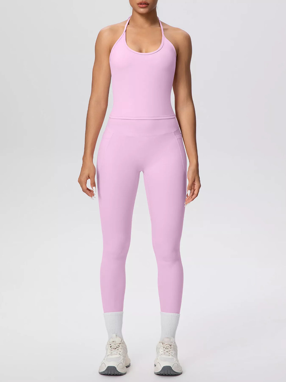 Halter Neck Cami and High-Waisted Leggings Active Set - Lilixa.store