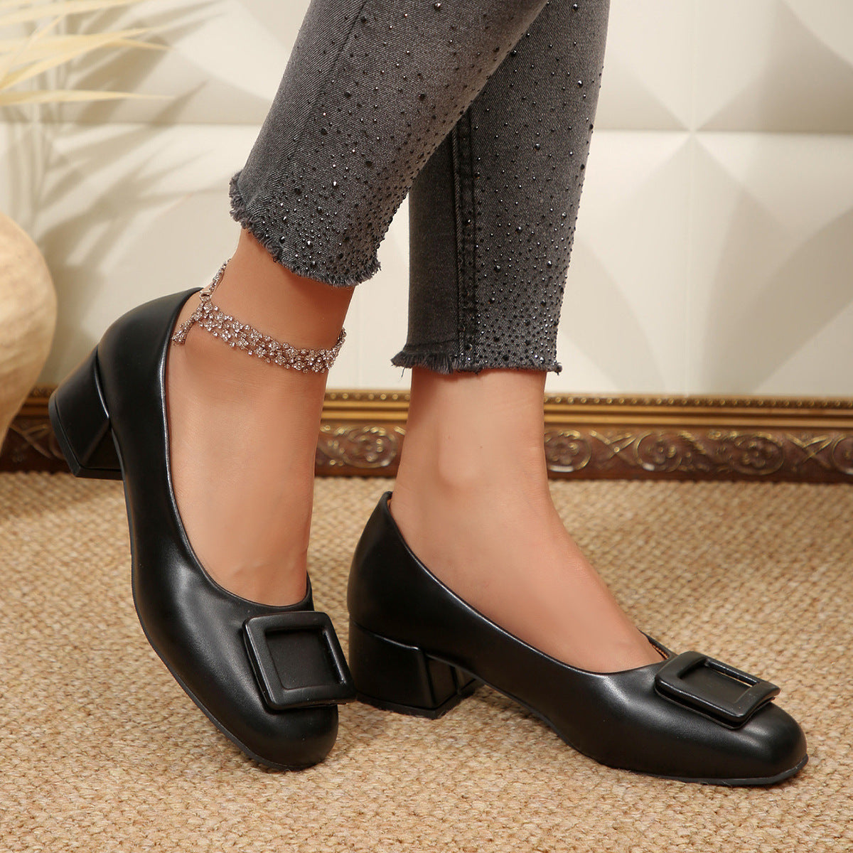 Buckle Block Heel Pumps - Lilixa.store