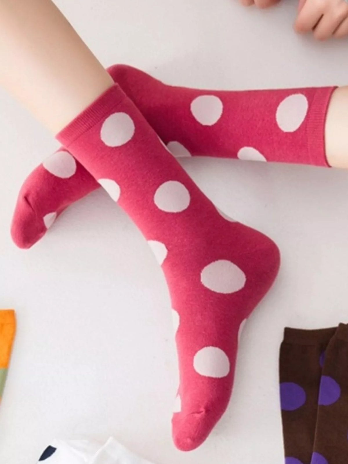 Polka Dot Mid-Calf Cotton Socks, view 4