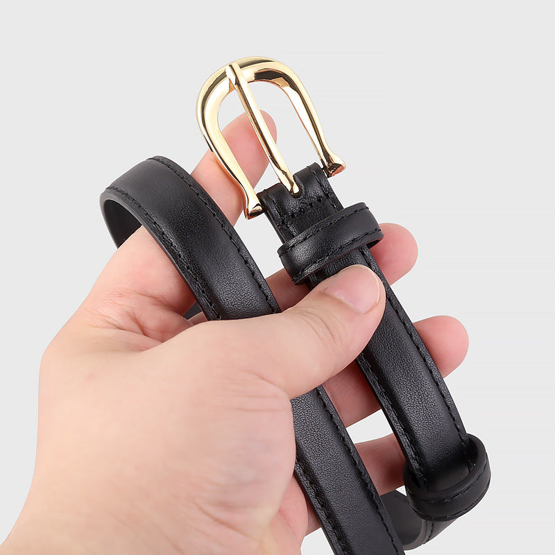 Leather Belt with Golden Buckle - Lilixa.store