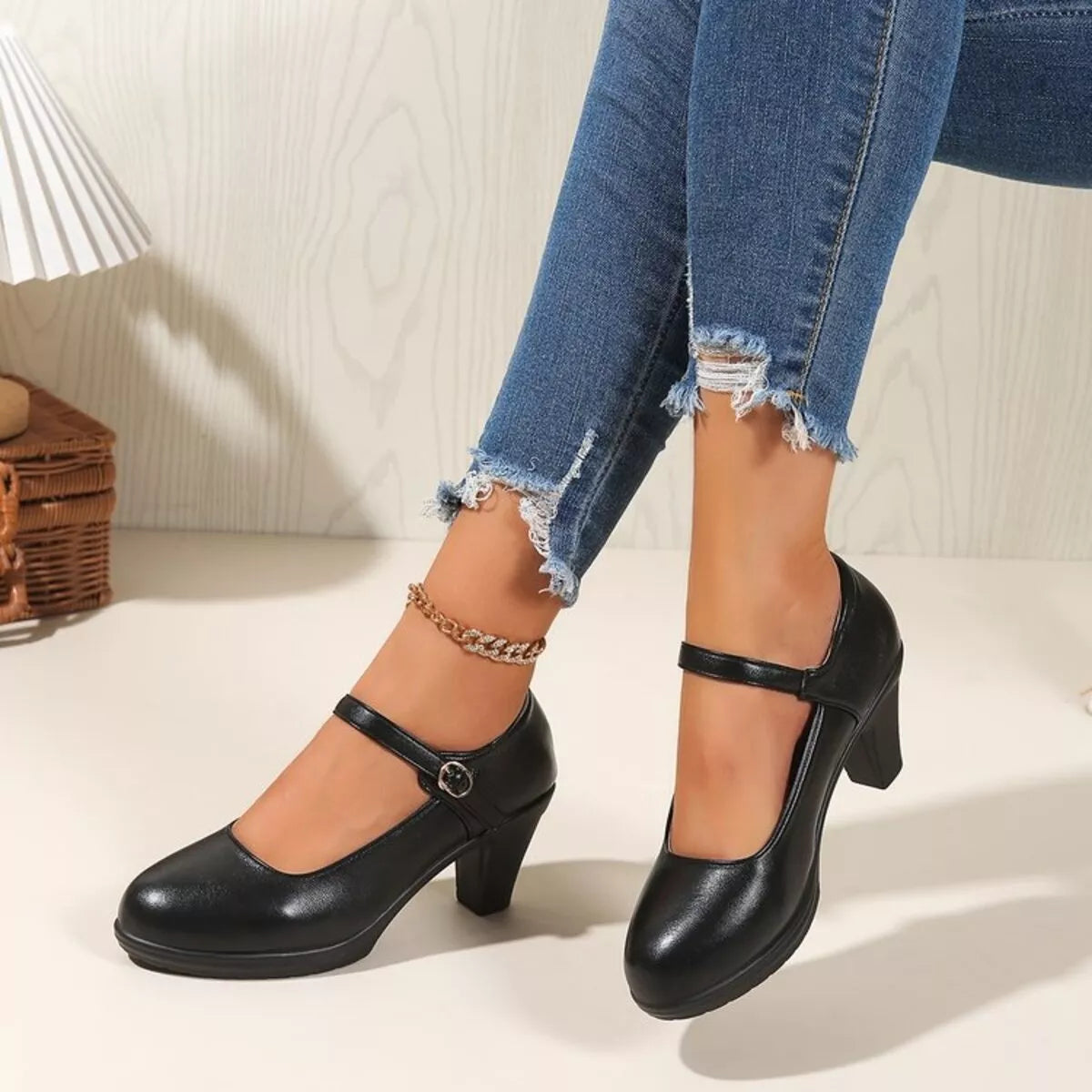 Buckle Block Heels Pumps - Lilixa.store