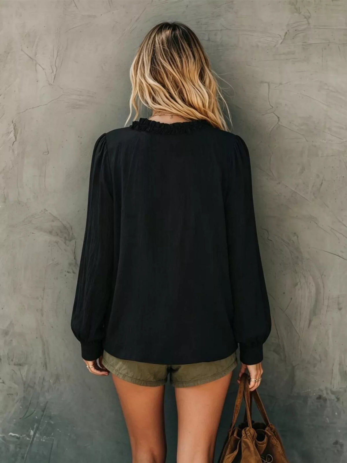 Frill V-Neck Long Sleeve Blouse, view 5