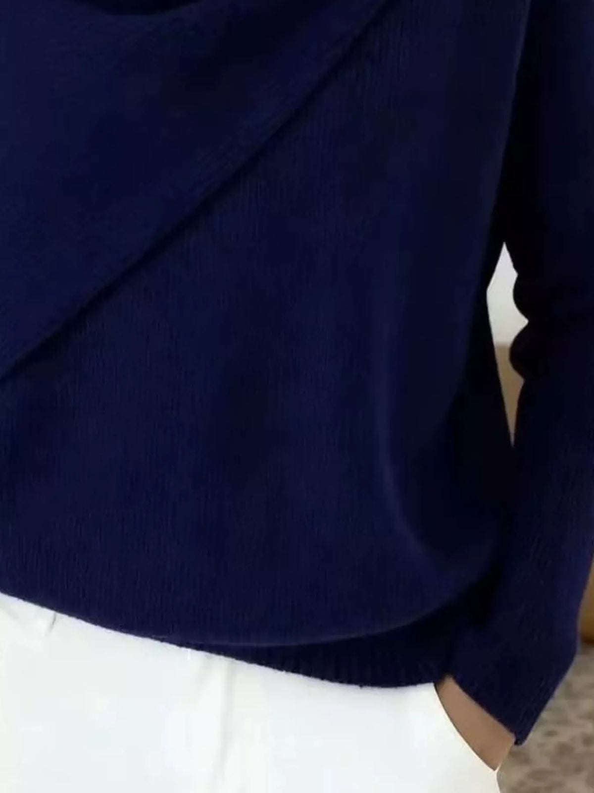 Full Size Solid Color Cowl Neck Sweater Plus Size