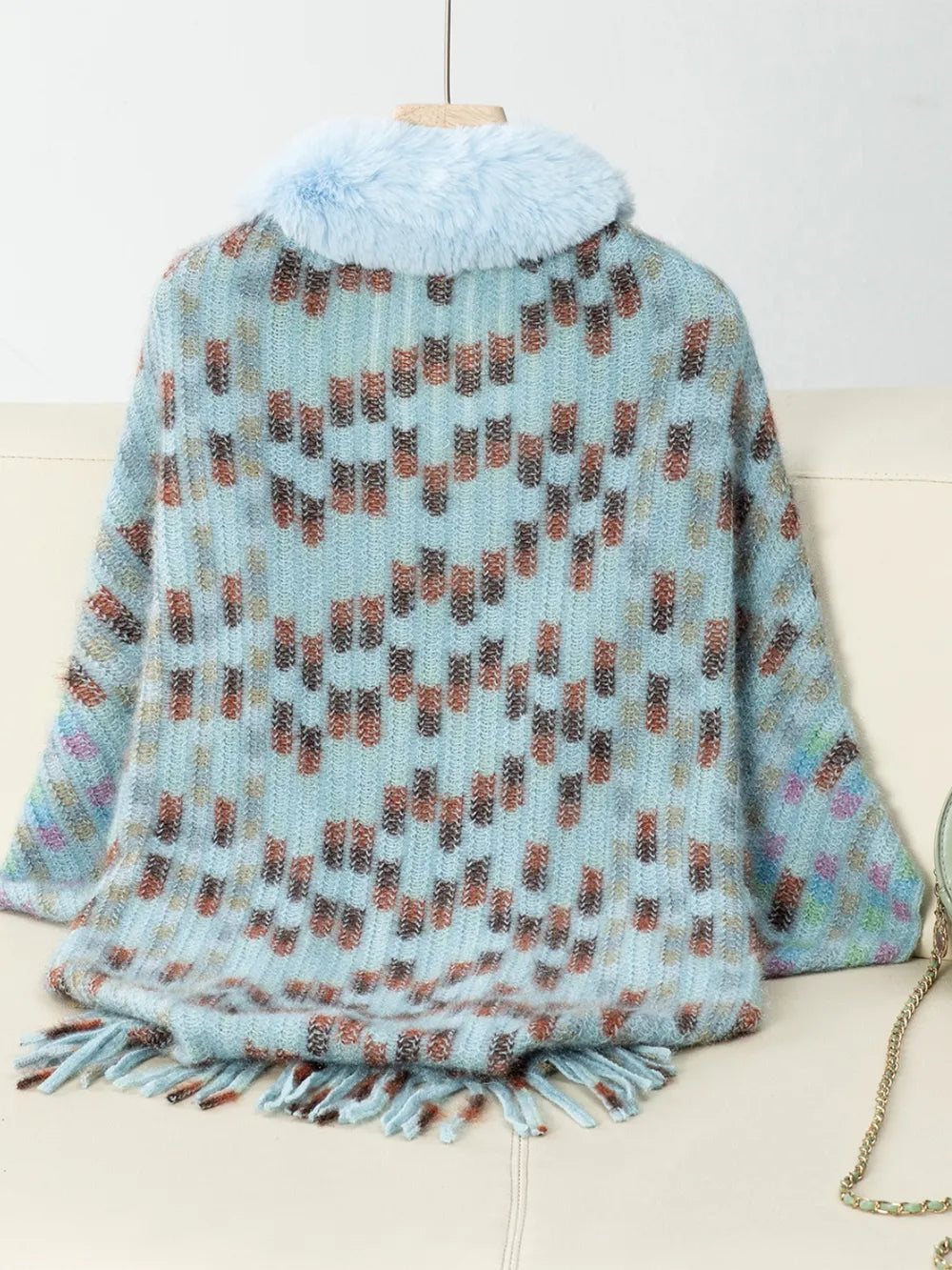 Fringe Fuzzy Open Front Poncho - Lilixa.store