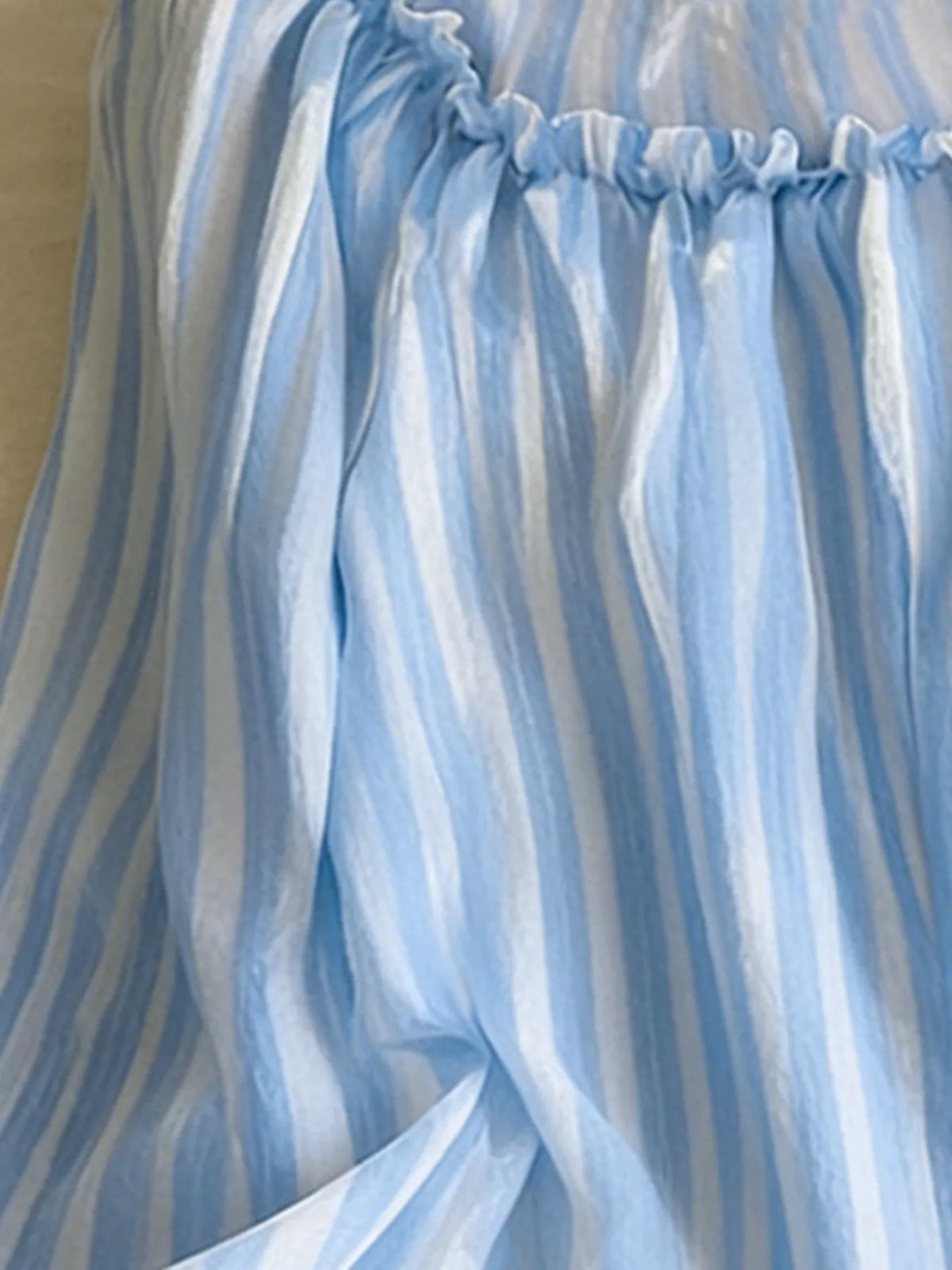 Striped Flounce Sleeve Blouse in Blue, view 2