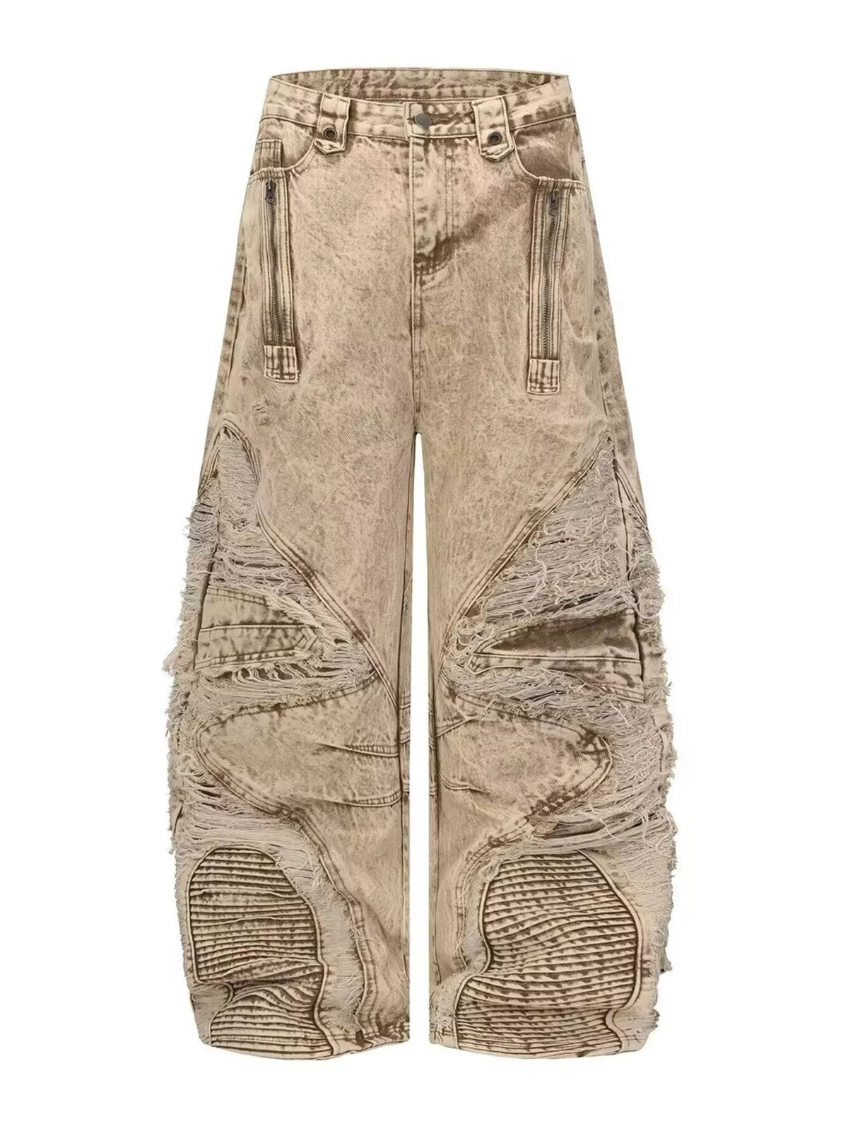 Men's Full Size Distressed Wash Wide-Leg Jeans Plus Size - Lilixa.store