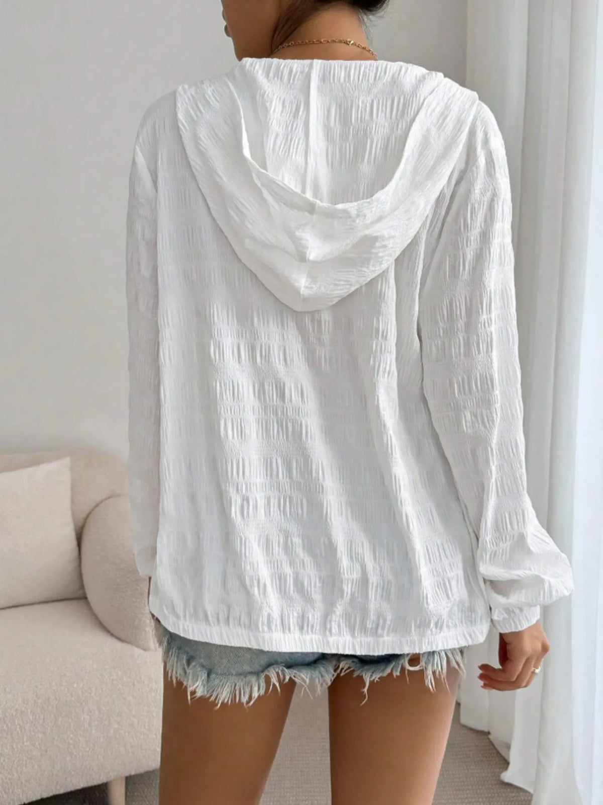 Zip Up Long Sleeve Hooded Outerwear, view 2