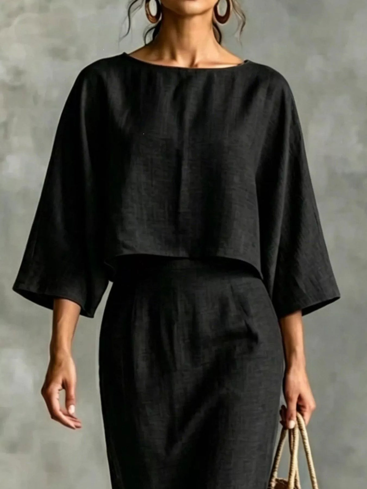 Full Size Solid Color Cropped Top and Midi Skirt Set Plus Size - Lilixa.store
