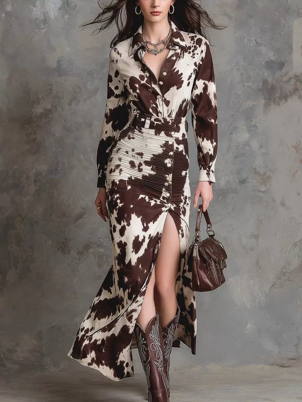 Slit Long Sleeve Shirt Dress - Lilixa.store