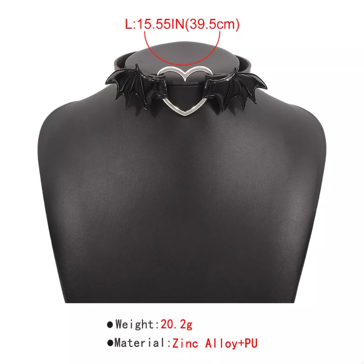 Gothic Bat Wing Heart Choker Necklace - Lilixa.store