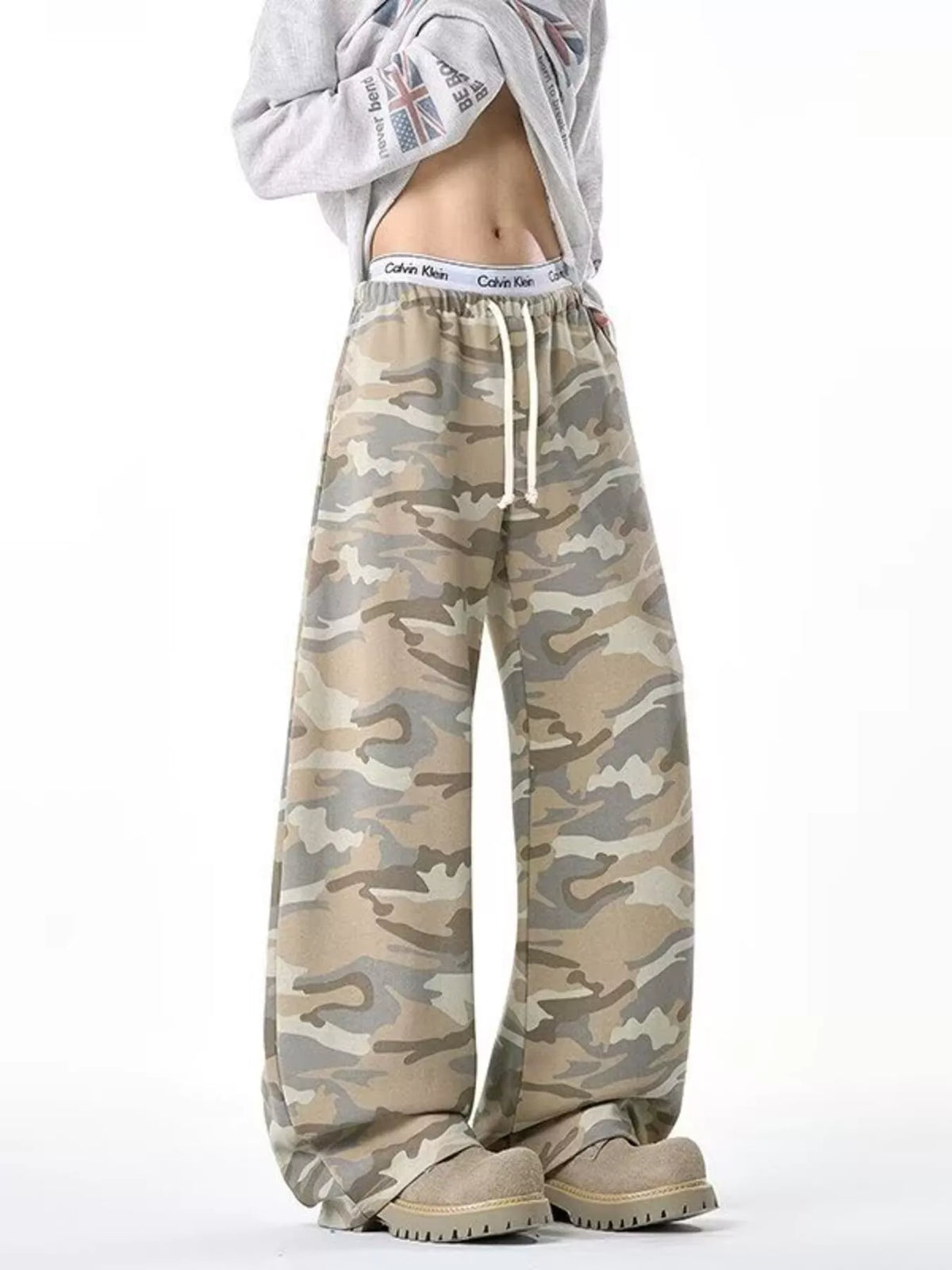 Men's Camouflage Wide-Leg Pants