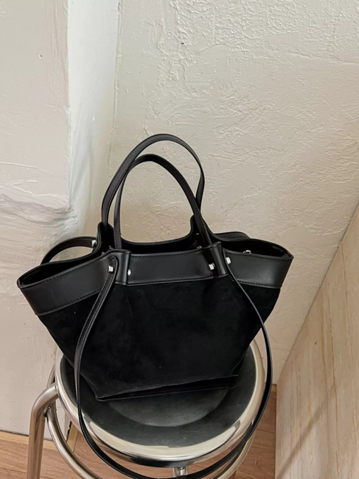 Leather Trim Tote Bag