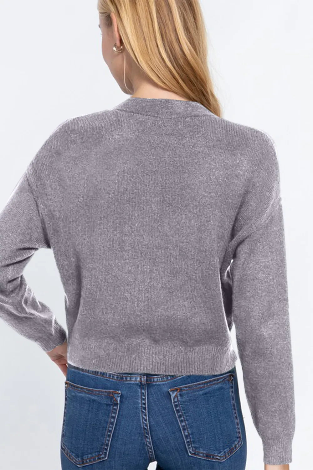 ACTIVE BASIC V-Neck Button Up Long Sleeve Knit Cardigan - Lilixa.store