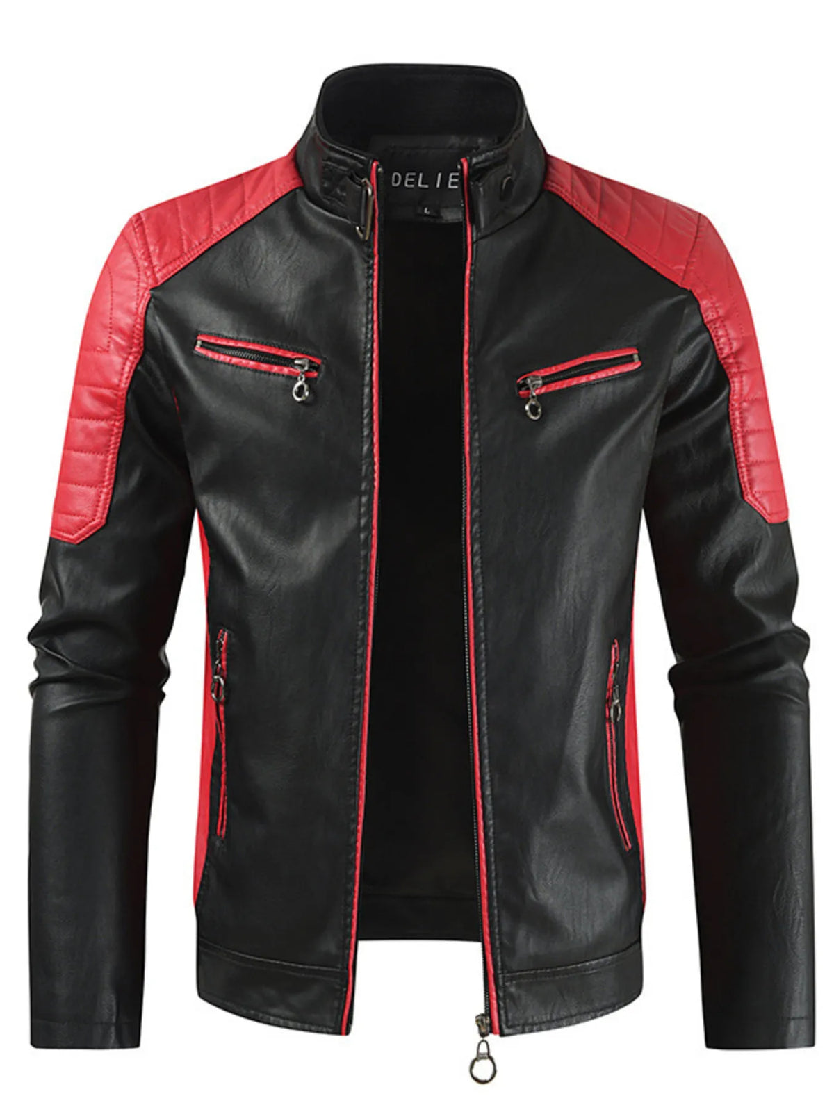 Men's Plus Size Color Block Leather Jacket - Lilixa.store
