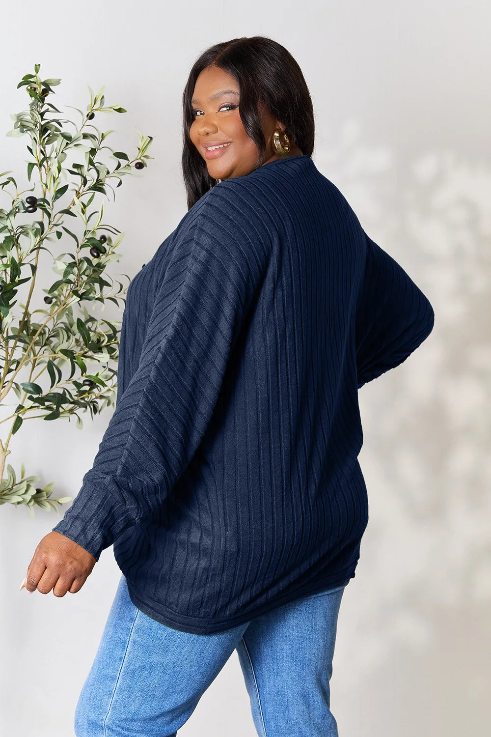 Basic Bae Full Size Ribbed Cocoon Cardigan - Lilixa.store