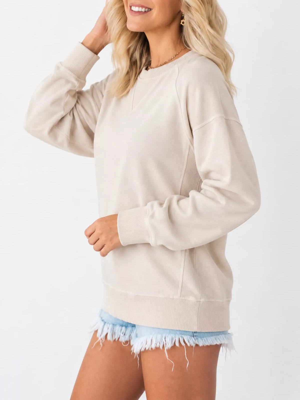Crew Neck Raglan Sleeve Sweatshirt, view 15