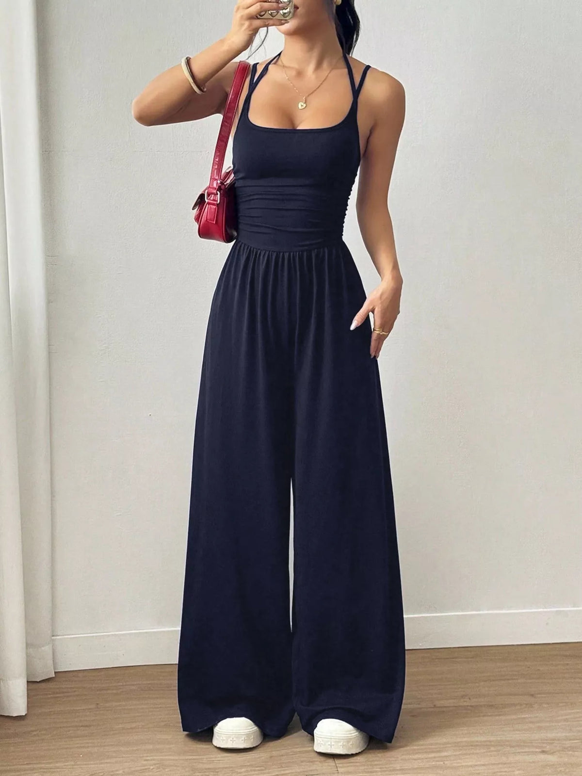 Spaghetti Strap Wide Leg Jumpsuit - Lilixa.store