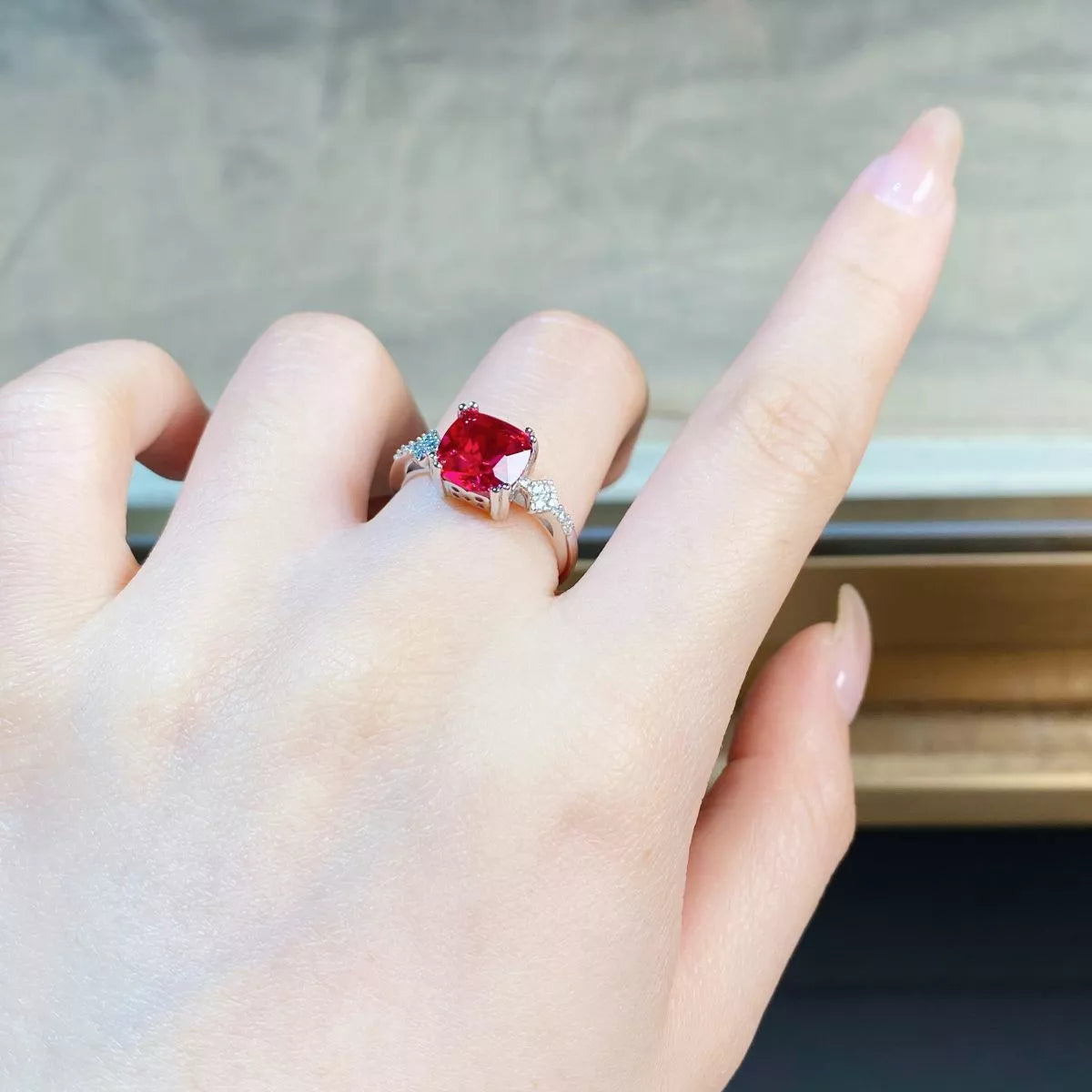 925 Sterling Silver Zircon Geometric Ring