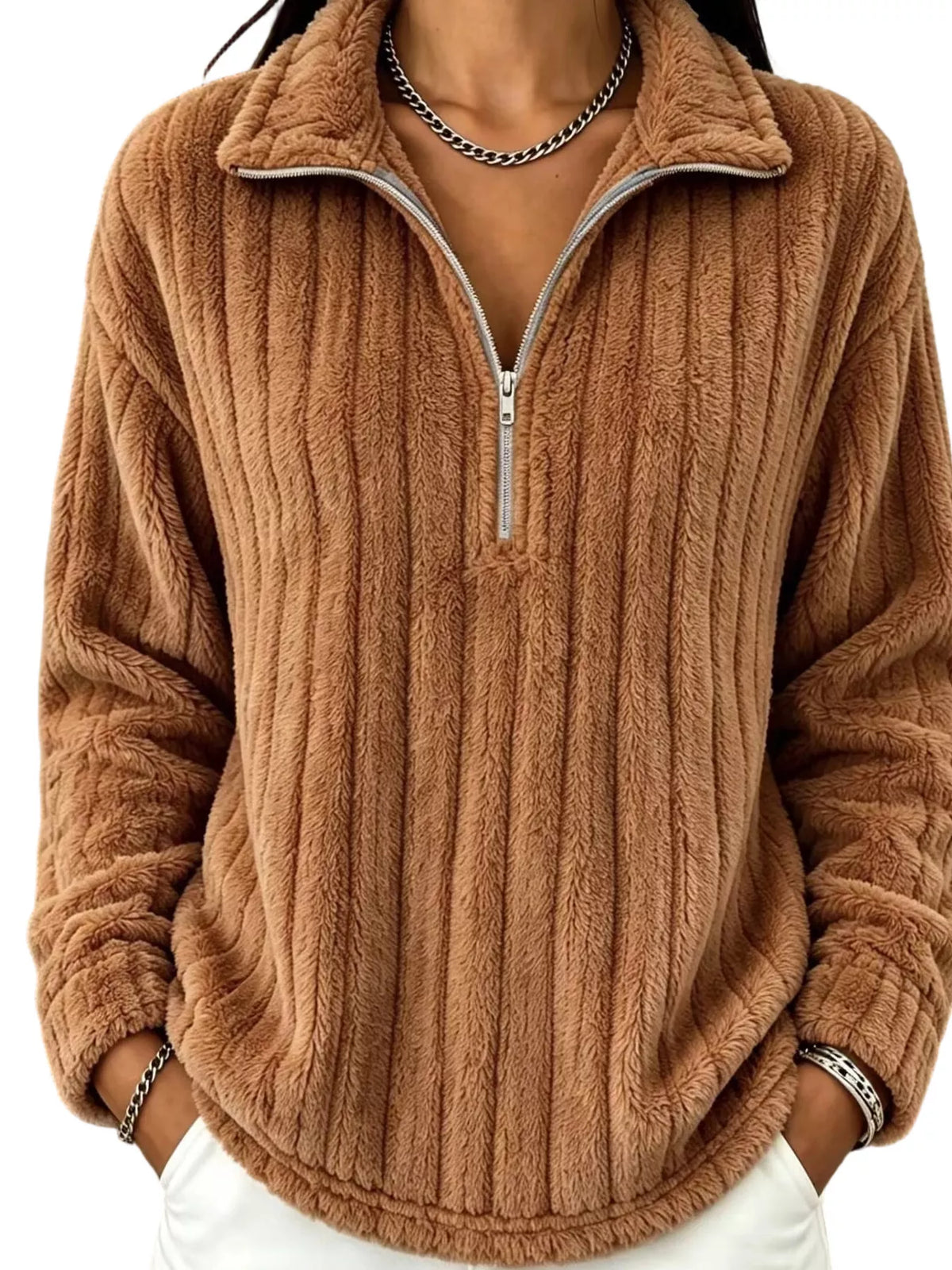 Quarter-Zip Dropped Shoulder Sweatshirt - Lilixa.store