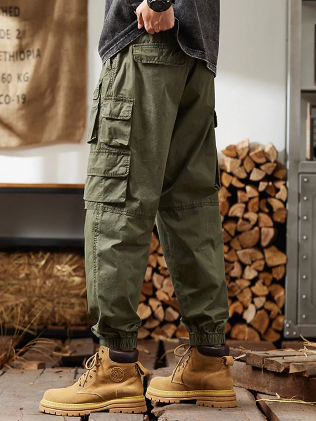 Men's Plus Size Relaxed Fit Multi-Pocket Cargo Pants, view 5