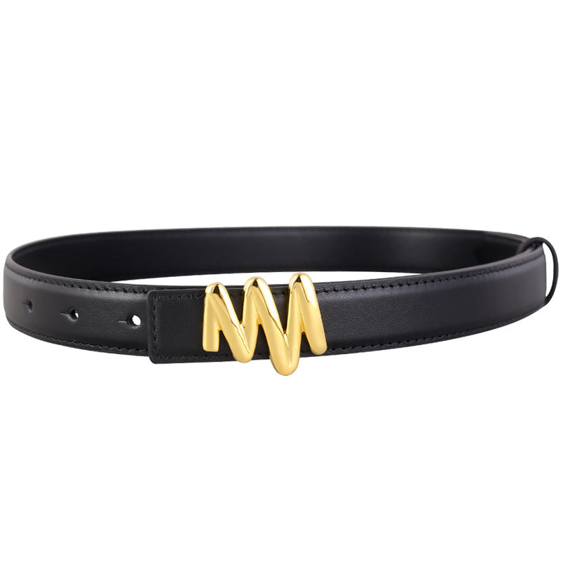 Gold Buckle Leather Belt - Lilixa.store