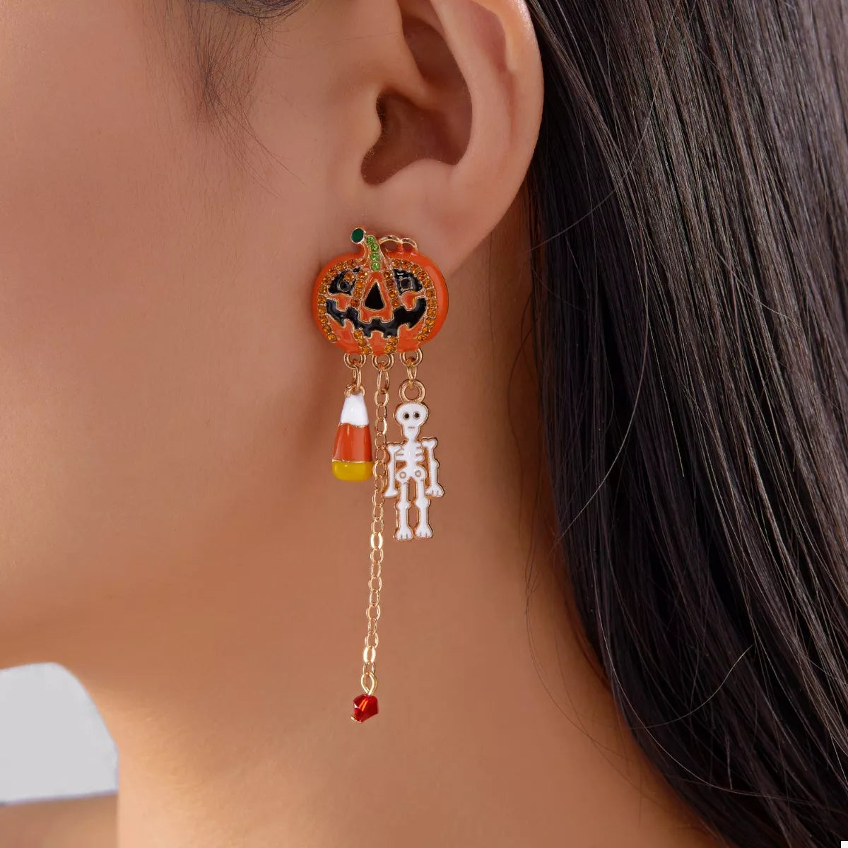 Halloween Pumpkin Drop Chain Earrings - Lilixa.store