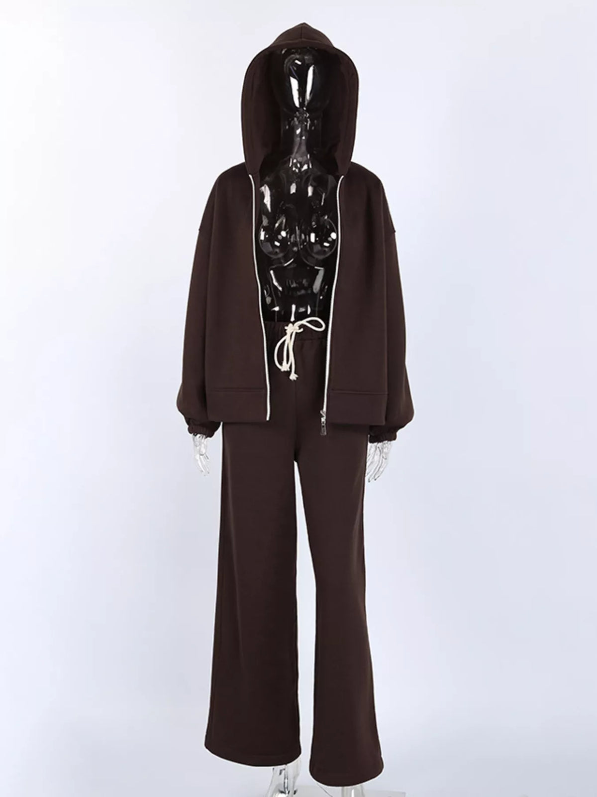 Zip-Up Hoodie and Wide-Leg Sweatpants Set