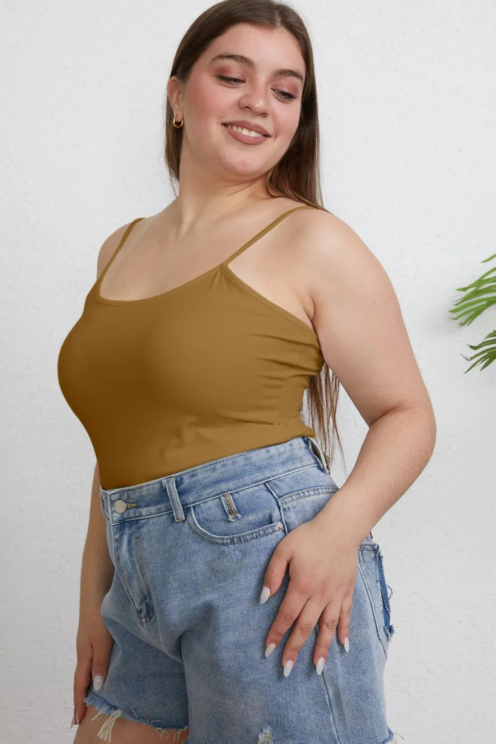 Basic Bae Full Size Round Neck Slim Cami Plus Size - Lilixa.store