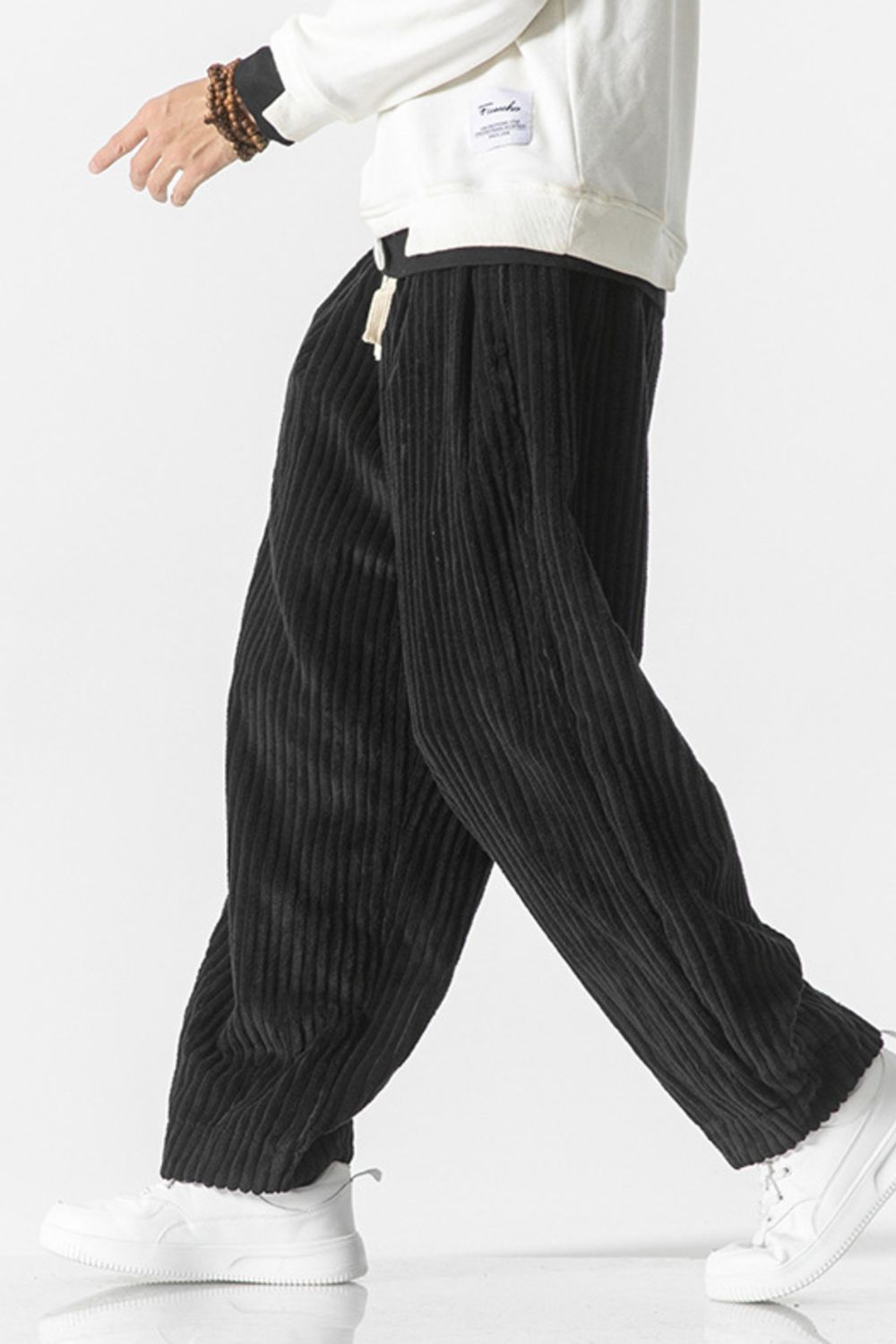 Men's Plus Size Corduroy Wide Leg Casual Pants, view 3