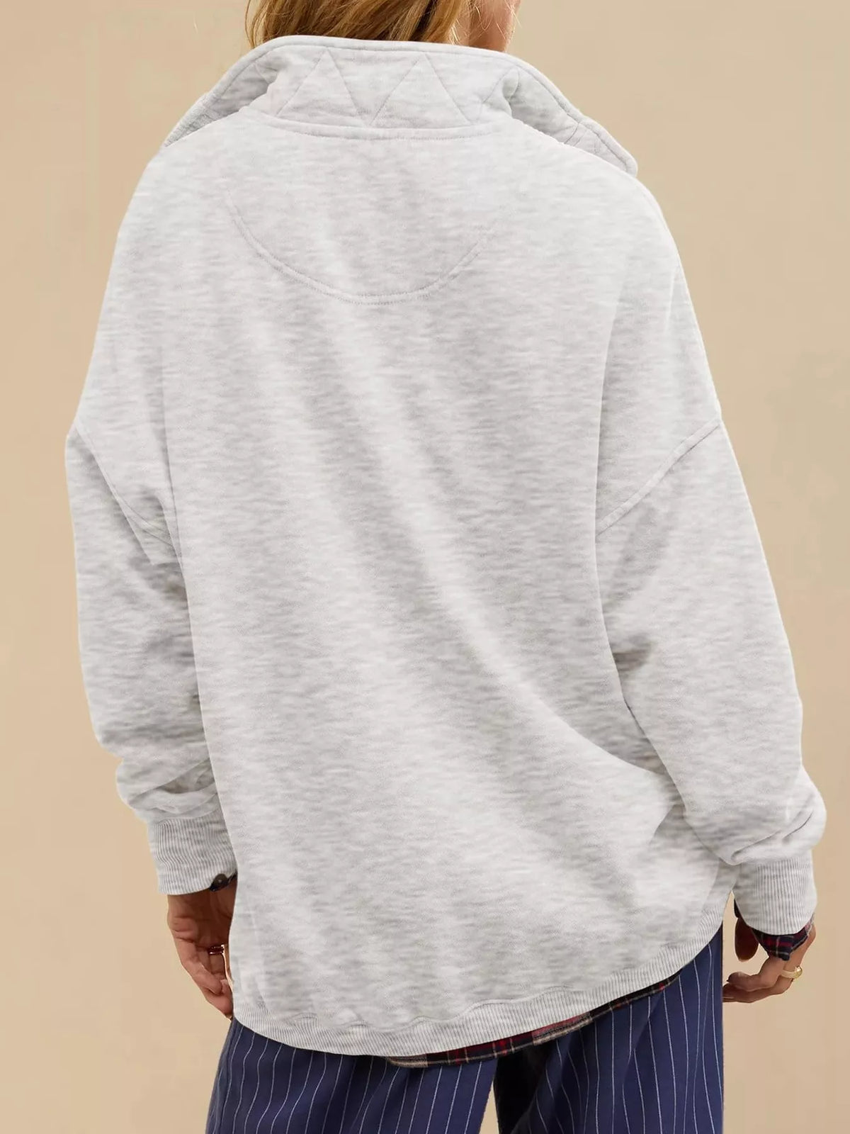 Half Snap Dropped Shoulder Sweatshirt - Lilixa.store
