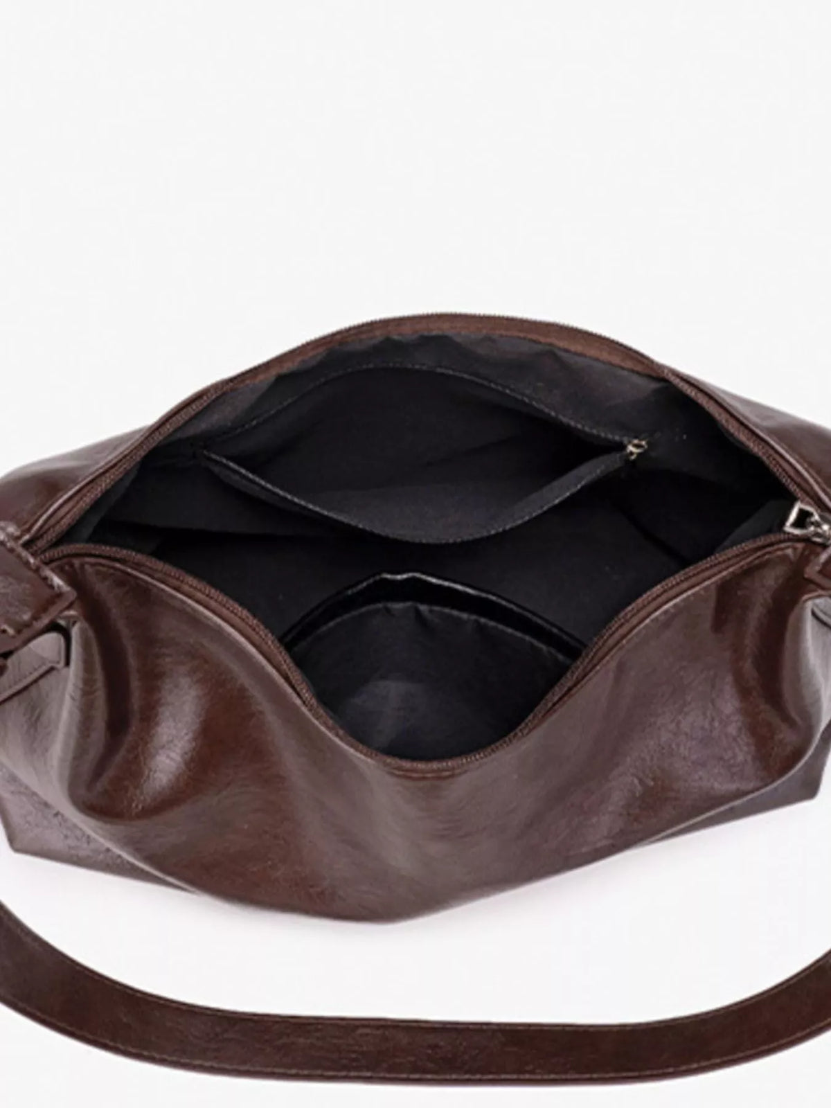PU Leather Hobo Crossbody Bag with Adjustable Strap in Brown, view 8