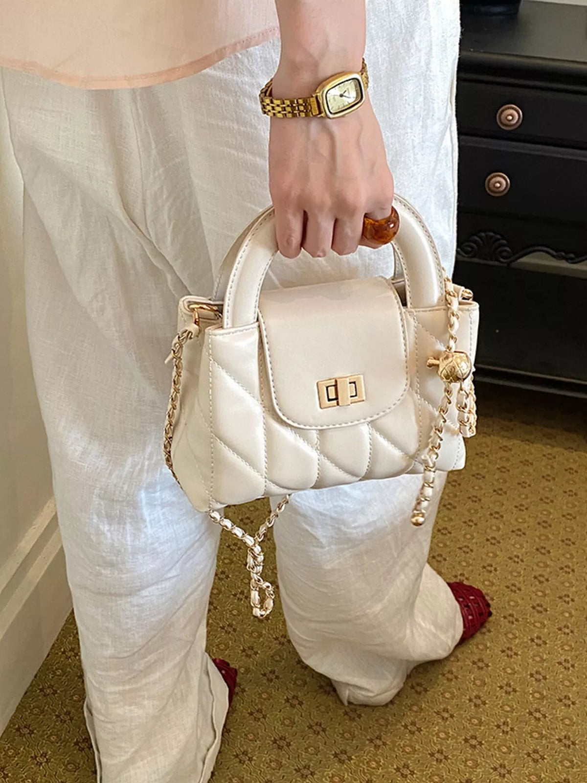 Quilted Chain Strap Crossbody Bag - Lilixa.store