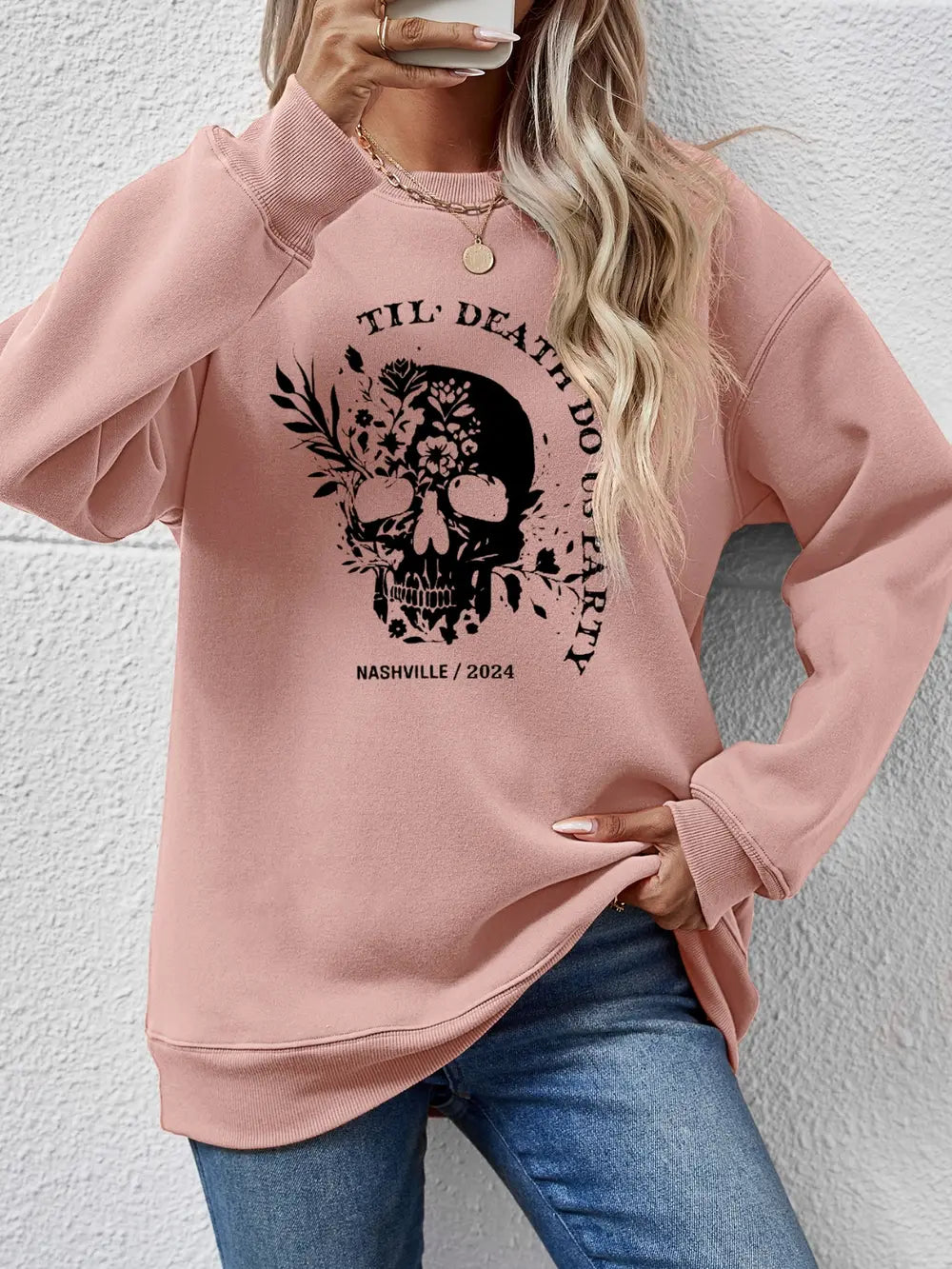 Graphic Round Neck Dropped Shoulder Sweatshirt - Lilixa.store