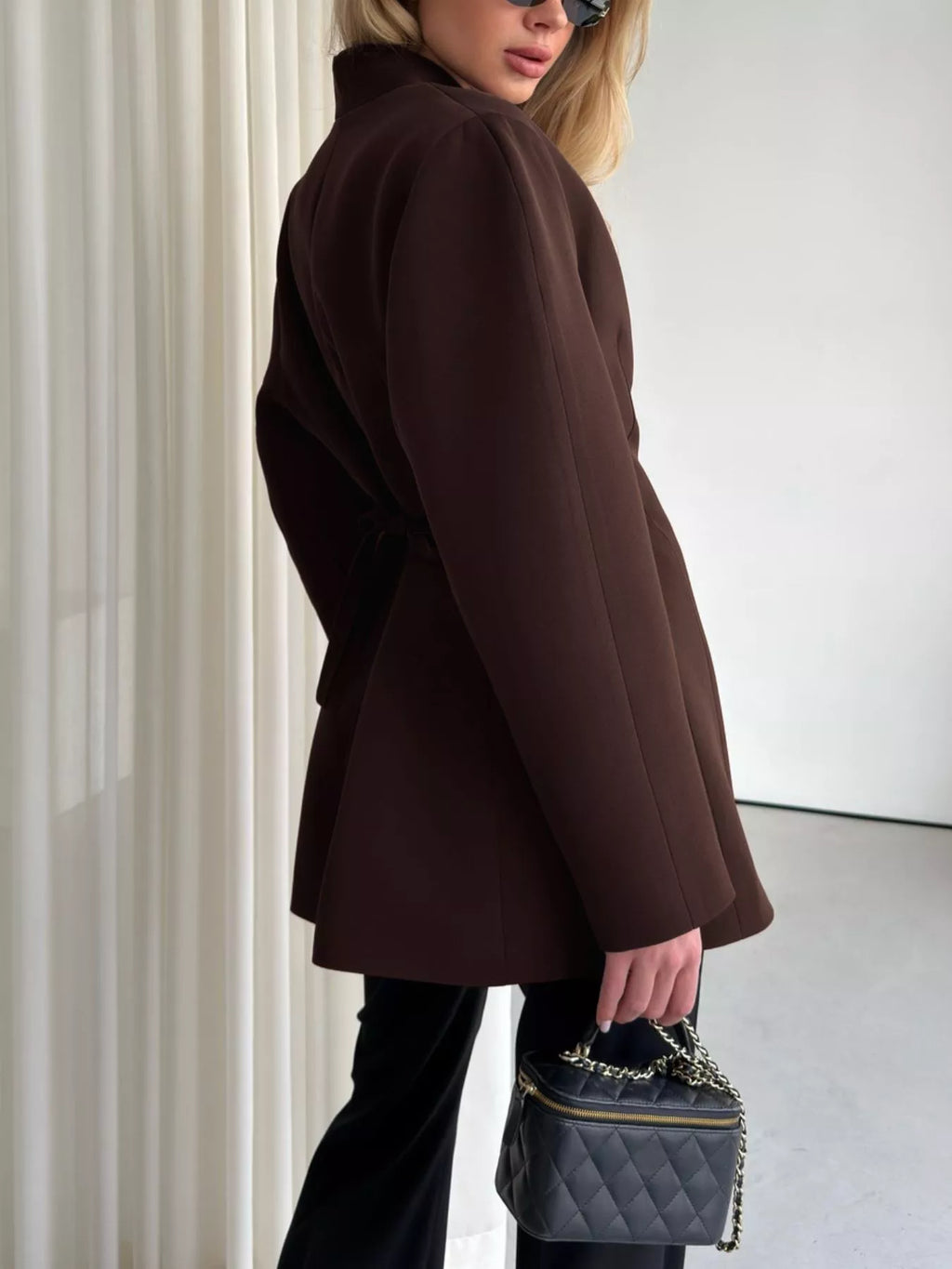 One Button Long Sleeve Blazer - Lilixa.store