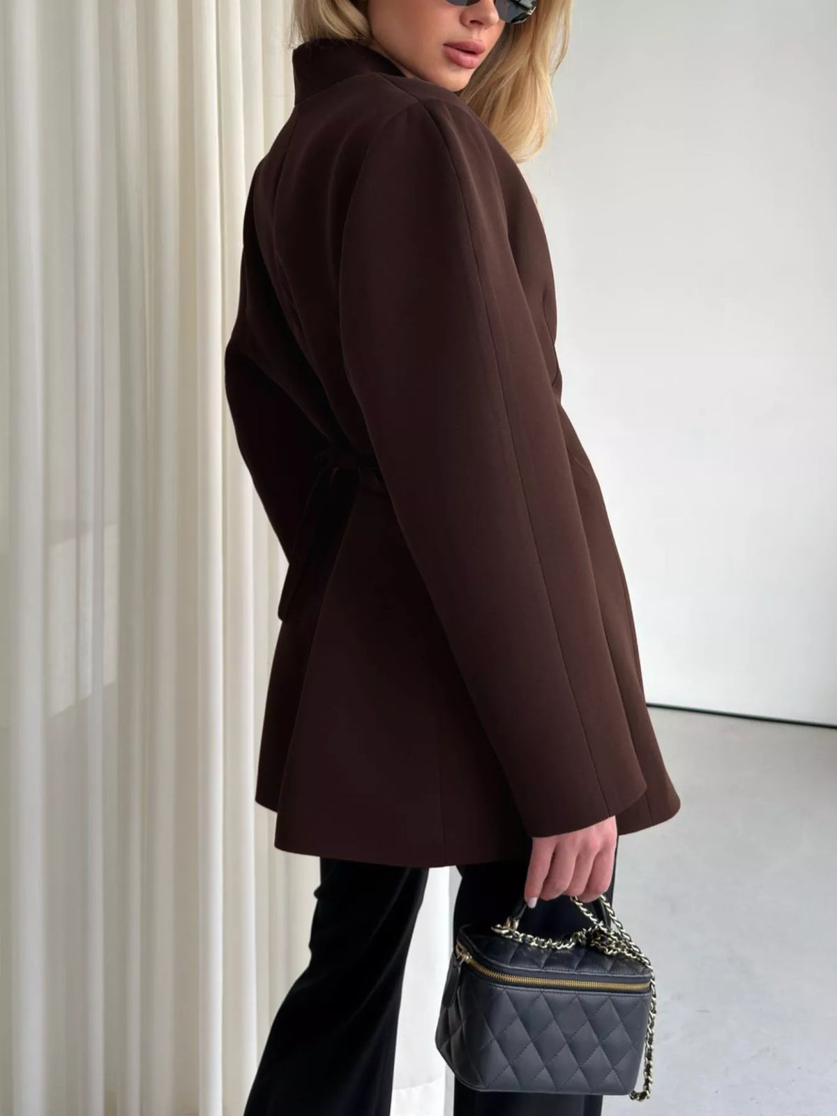One Button Long Sleeve Blazer - Lilixa.store