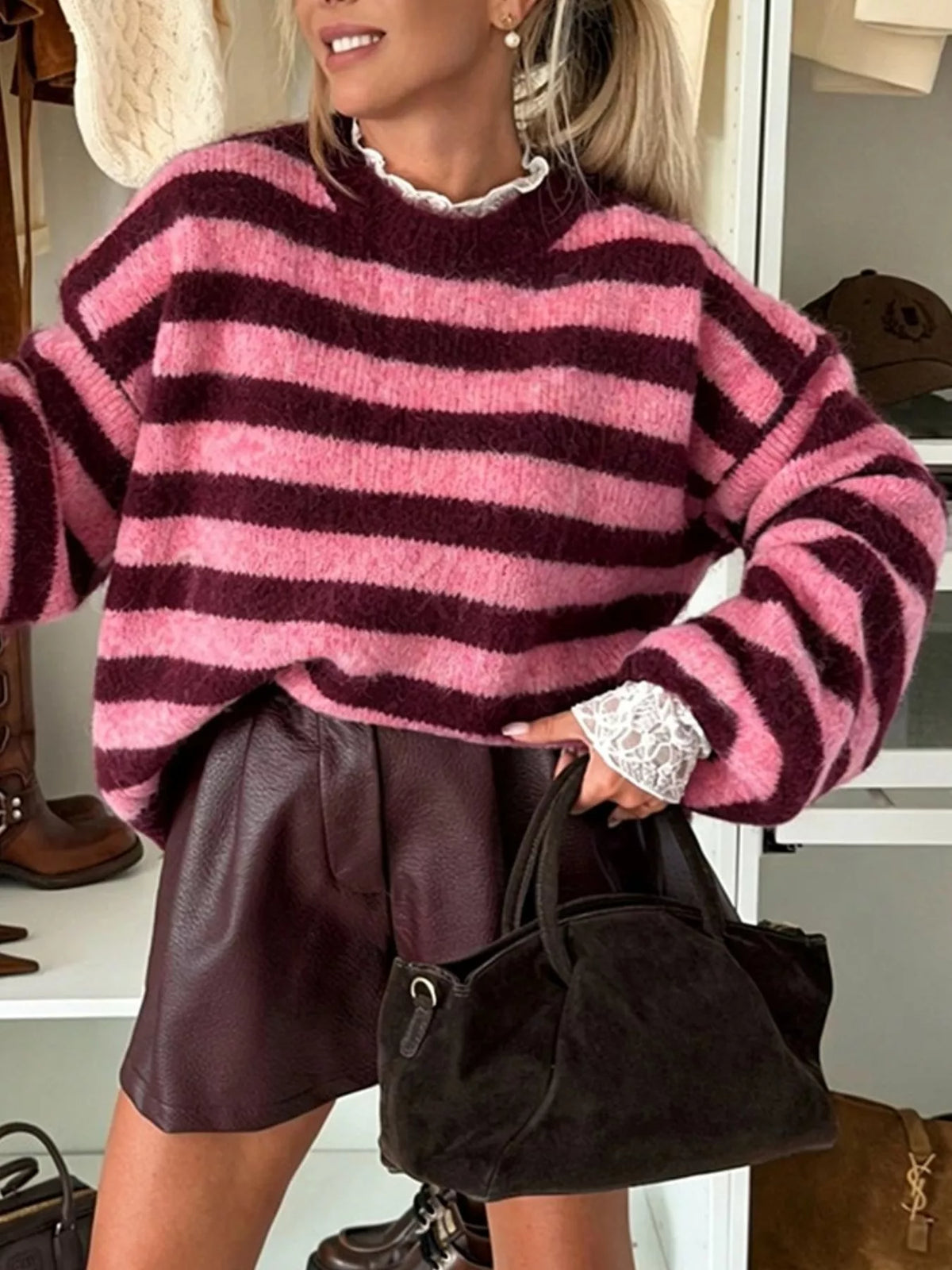 Striped Dropped Shoulder Sweater