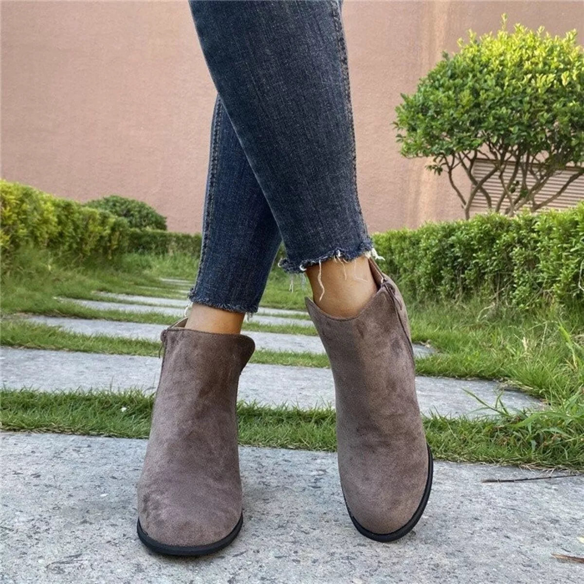 Side Zipper Wedge Boots, view 5