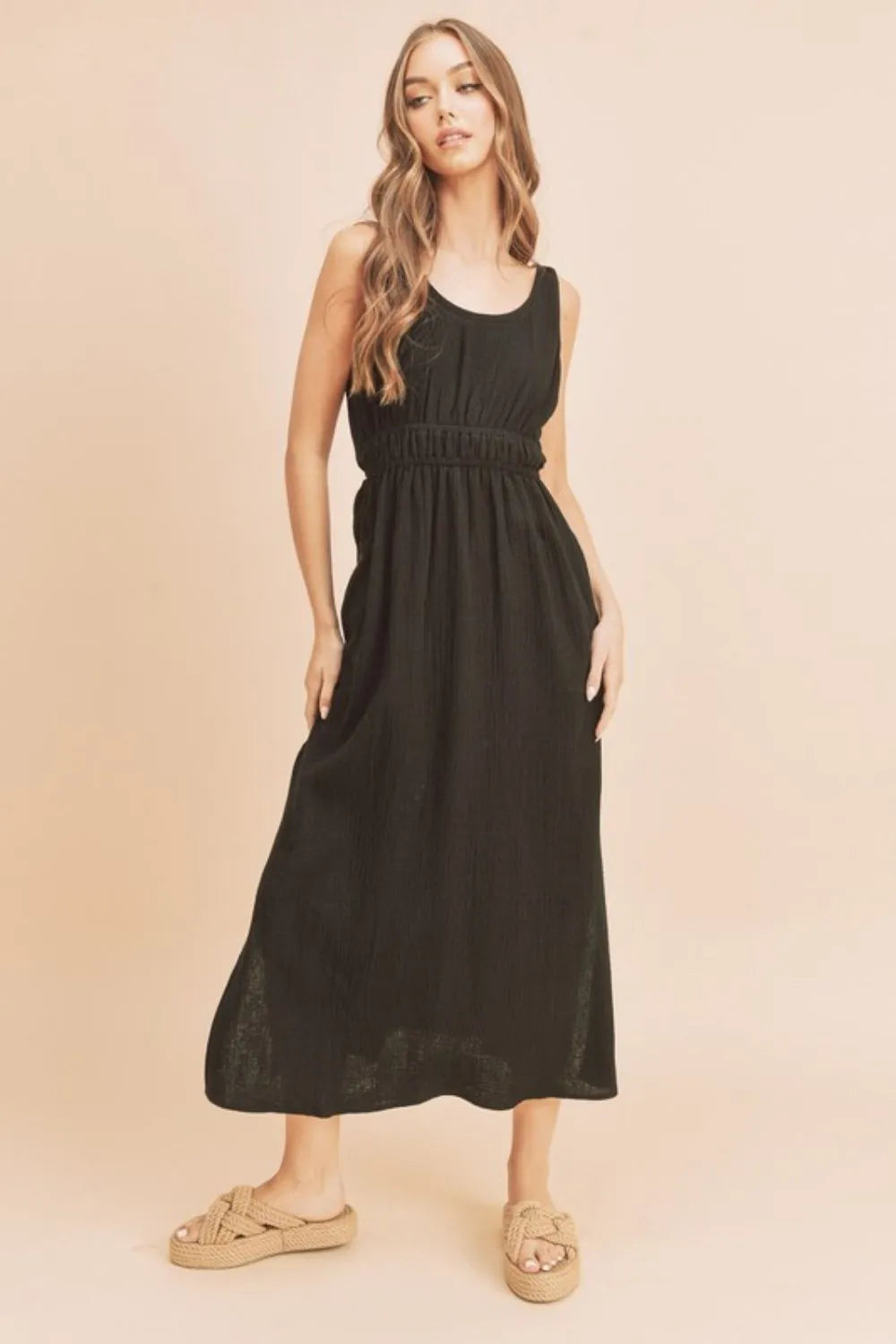 Aemi + Co Side Slit Round Neck Sleeveless Tank Dress - Lilixa.store