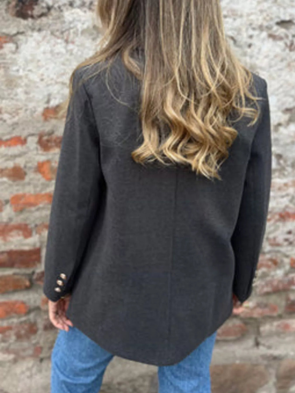 Full Size Double Breasted Long Sleeve Blazer Plus Size - Lilixa.store