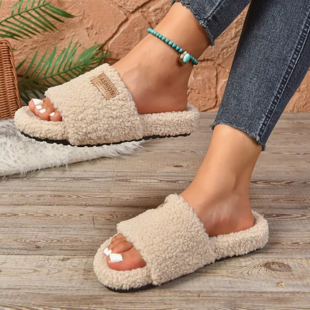 Fuzzy Open Toe Slippers - Lilixa.store