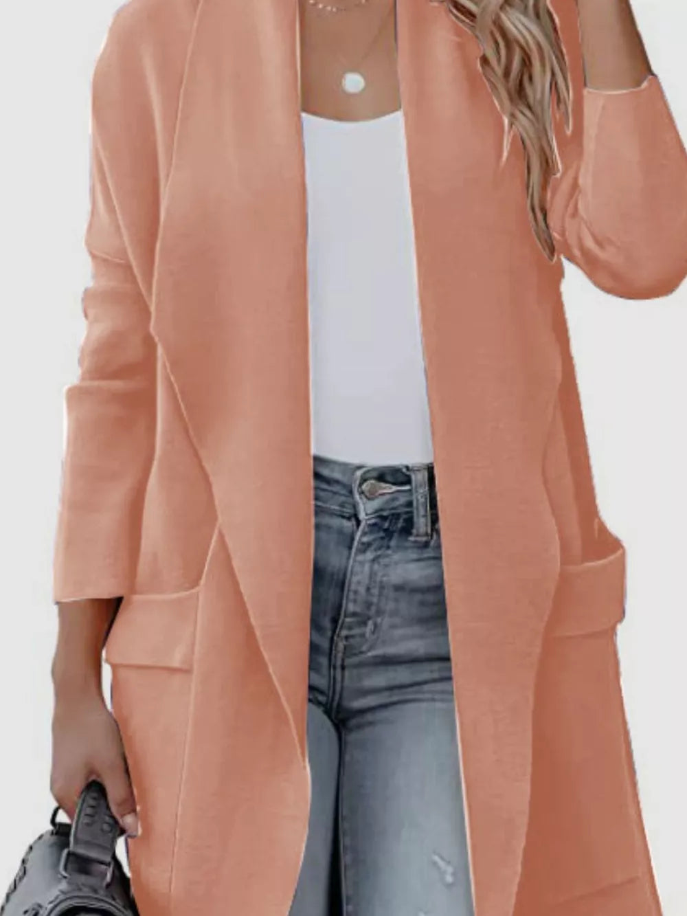 Open Front Dropped Shoulder Outerwear - Lilixa.store