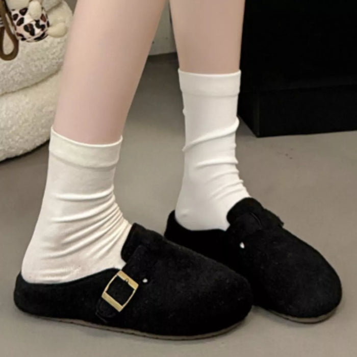 Buckle Decor Round Toe Slippers - Lilixa.store
