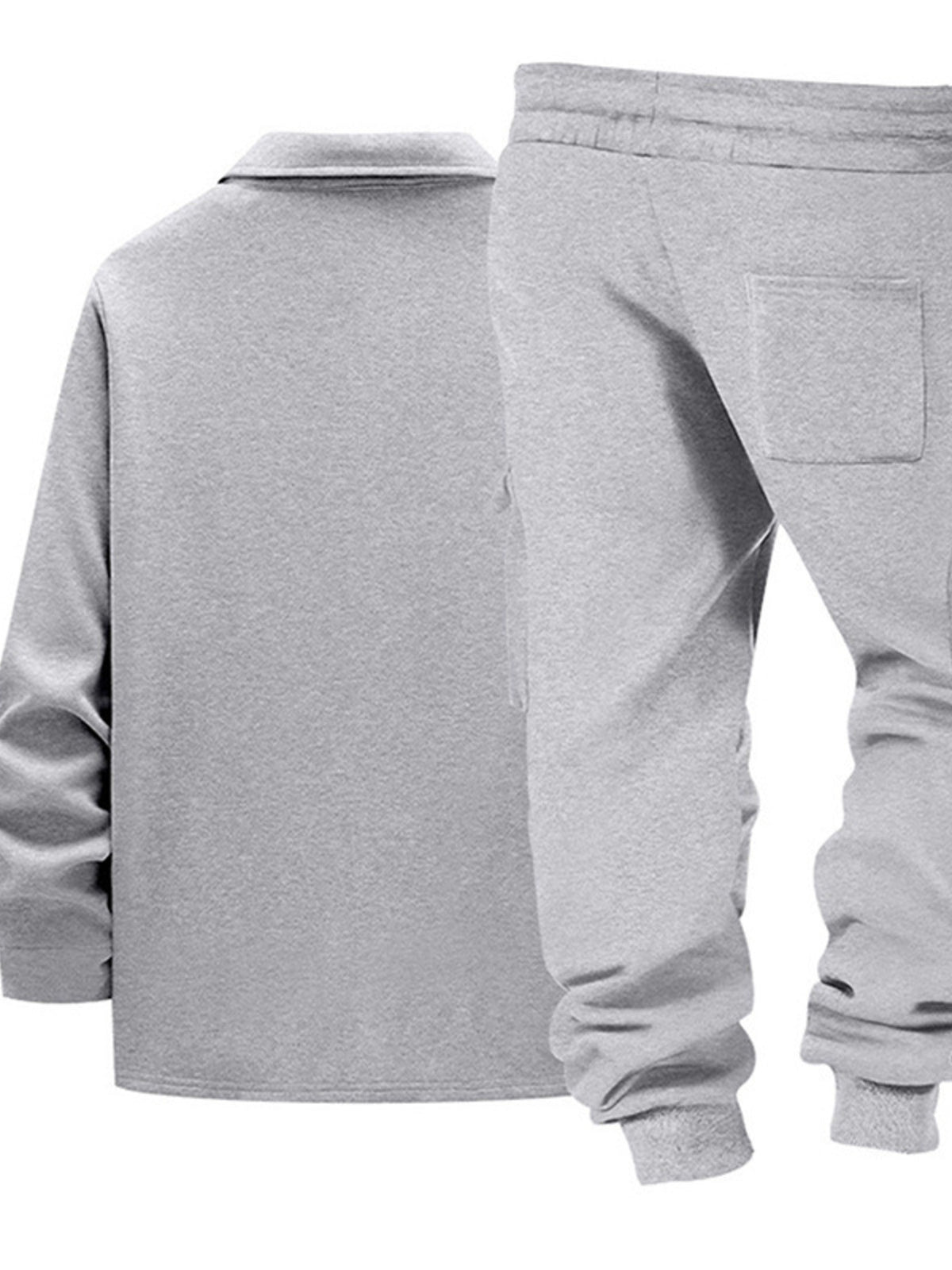 Men's Full Size Collared Neck Shacket and Pants Set Plus Size