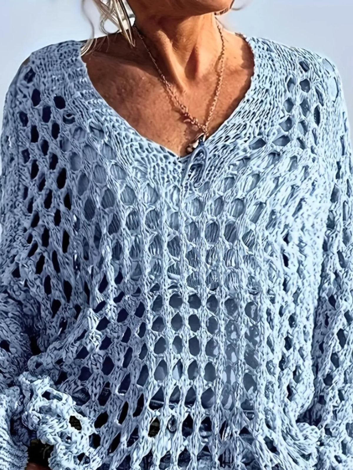 Crochet Long Sleeve Knit Cover Up - Lilixa.store