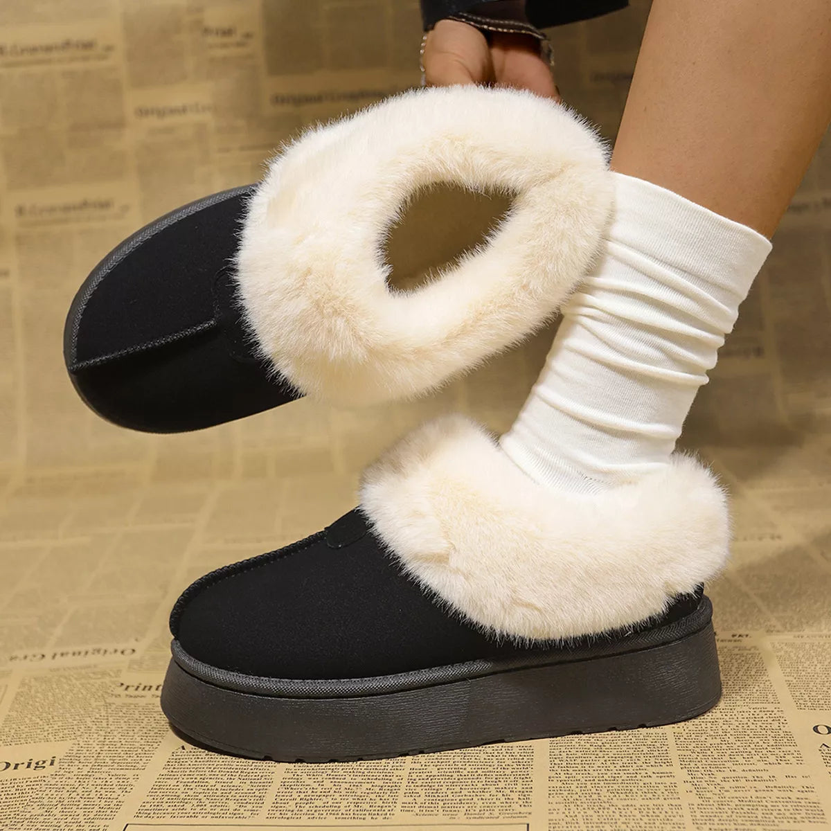 Fuzzy Trim Platform Boots, view 12