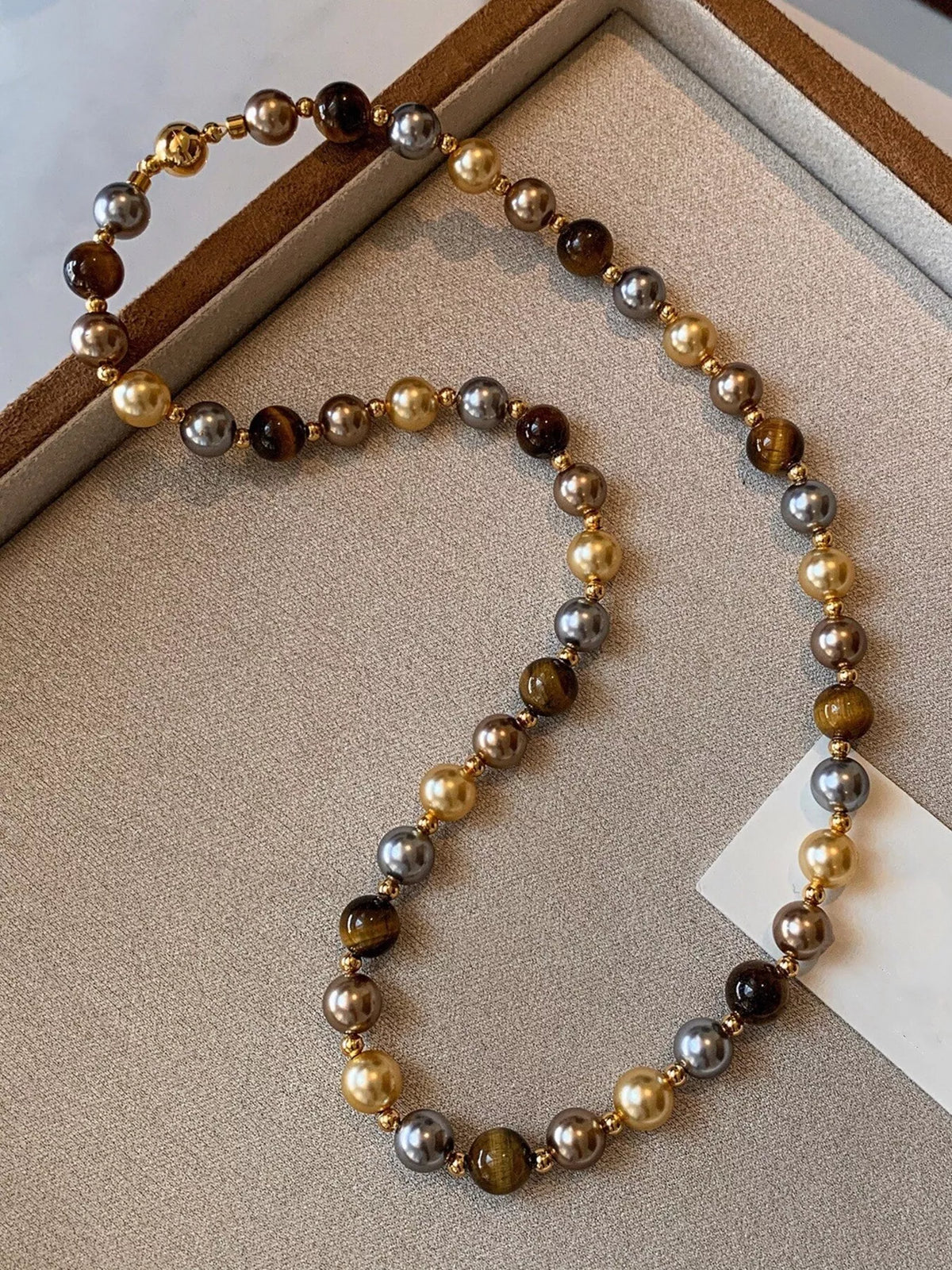 Tiger Eye & Pearl Beaded Necklace - Lilixa.store