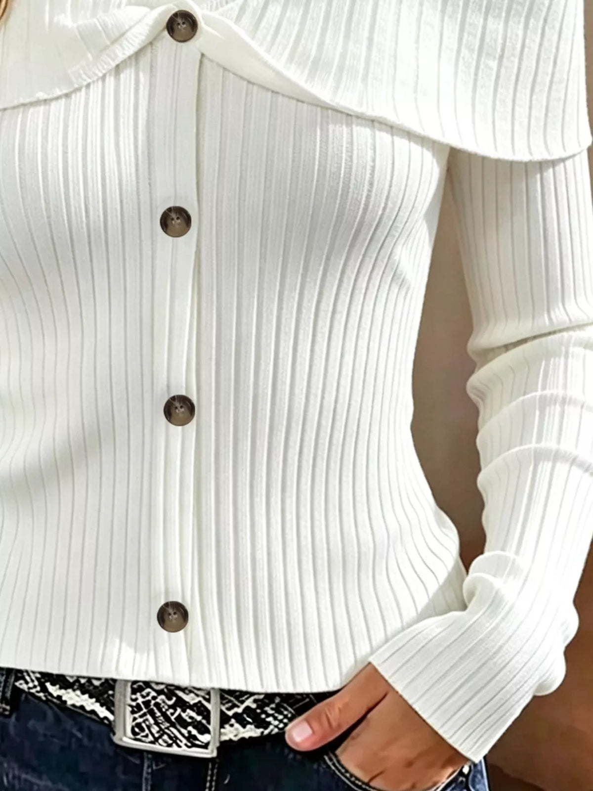 Cold Shoulder Ribbed Knit Top - Lilixa.store