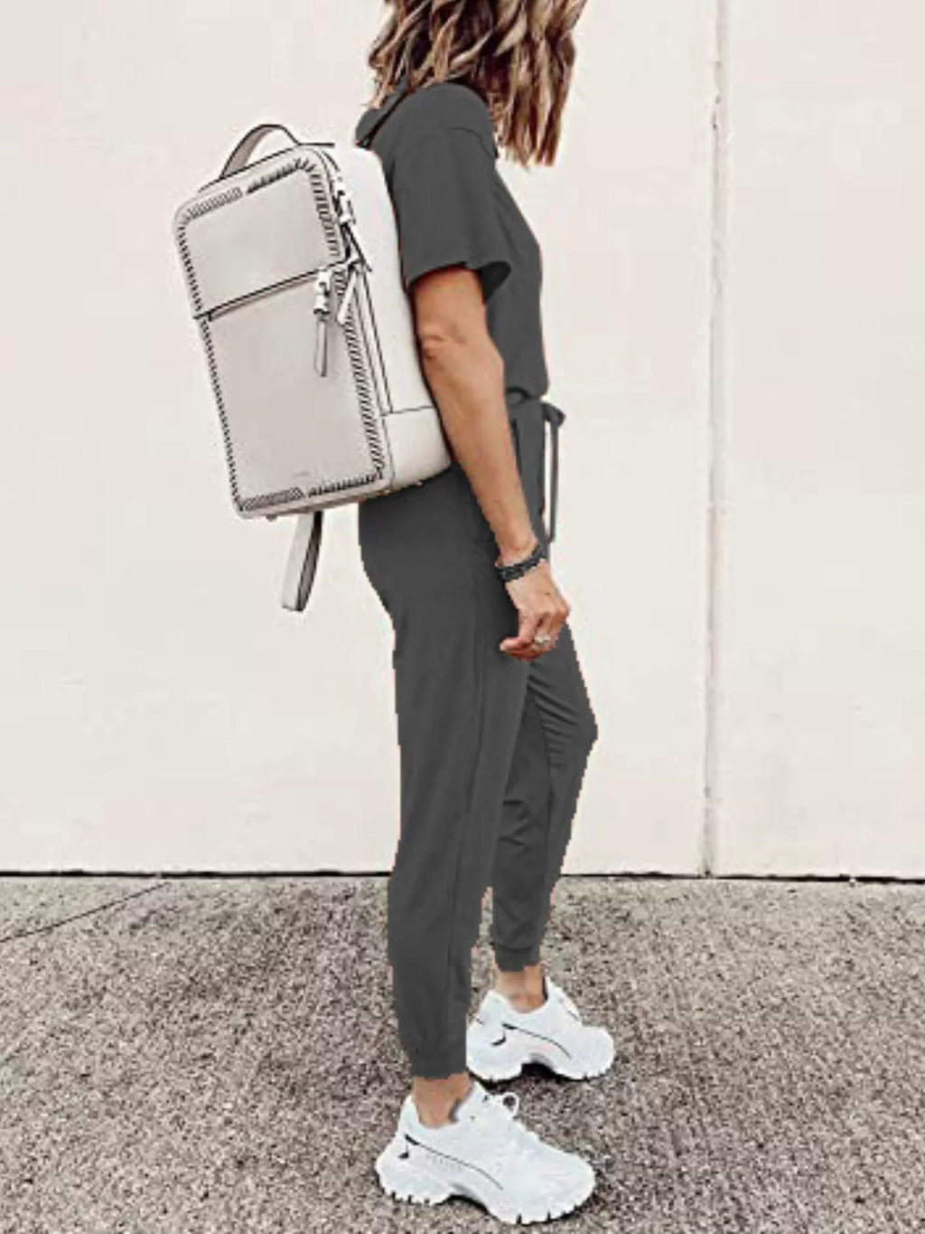 Full Size Round Neck Top and Drawstring Pants Set Plus Size - Lilixa.store